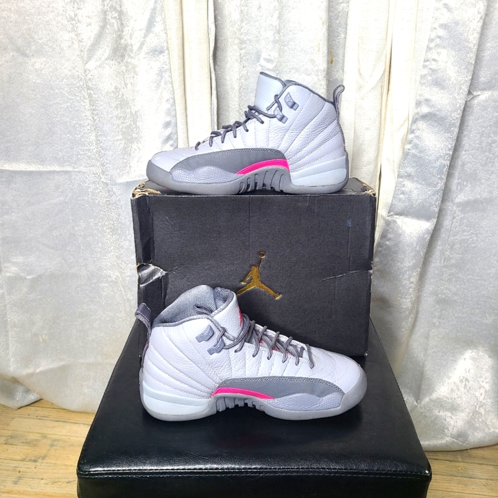 COPY - Nike Air Jordan 12 Retro GG.Sizes.W8.5 Y6.5 M6.5Grey and pin